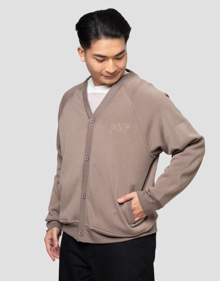 Nevada Knit Cardigan With Embro Wording Jaket Pria