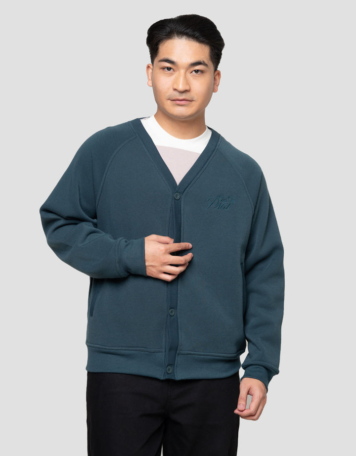 Nevada Knit Cardigan With Embro Wording Jaket Pria