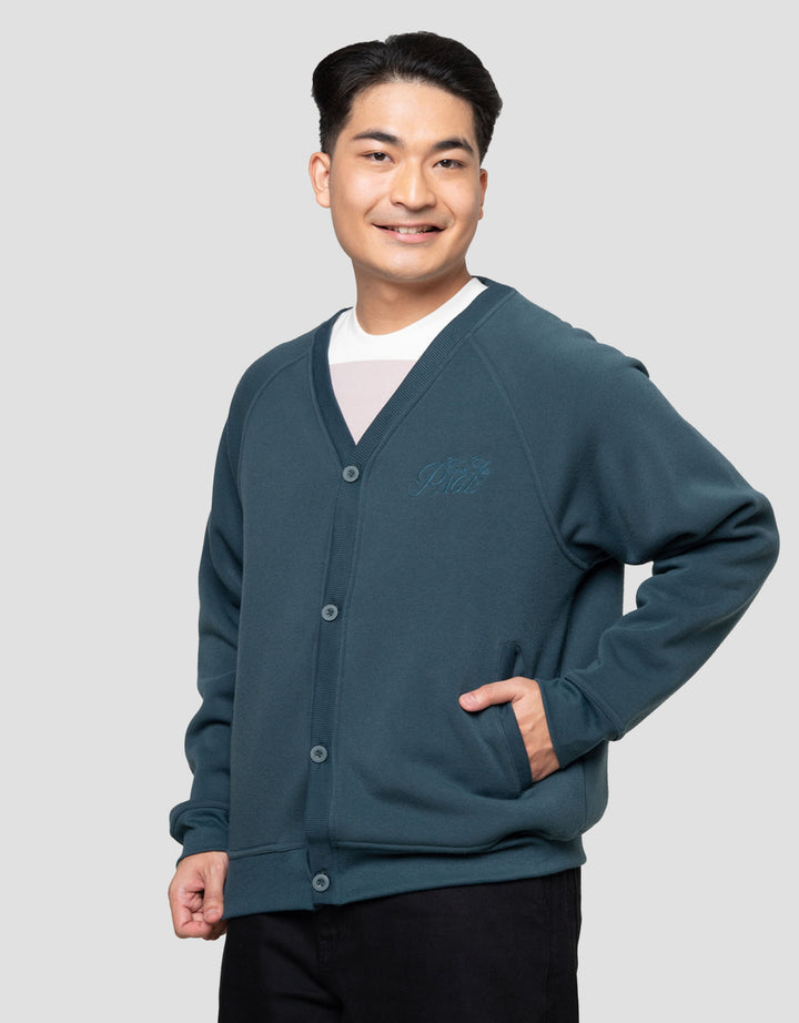 Nevada Knit Cardigan With Embro Wording Jaket Pria