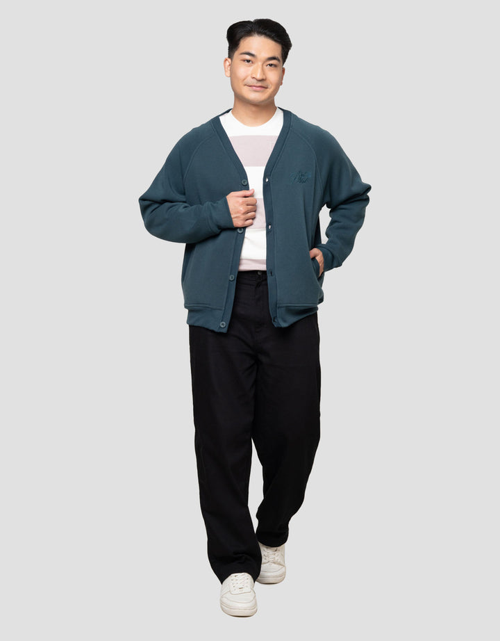 Nevada Knit Cardigan With Embro Wording Jaket Pria