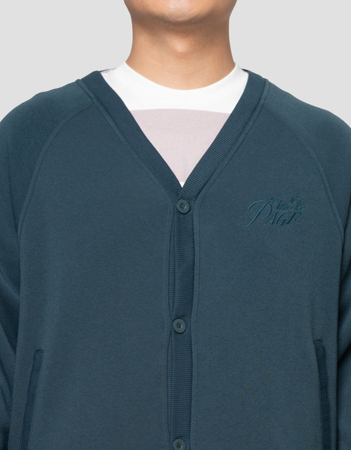 Nevada Knit Cardigan With Embro Wording Jaket Pria