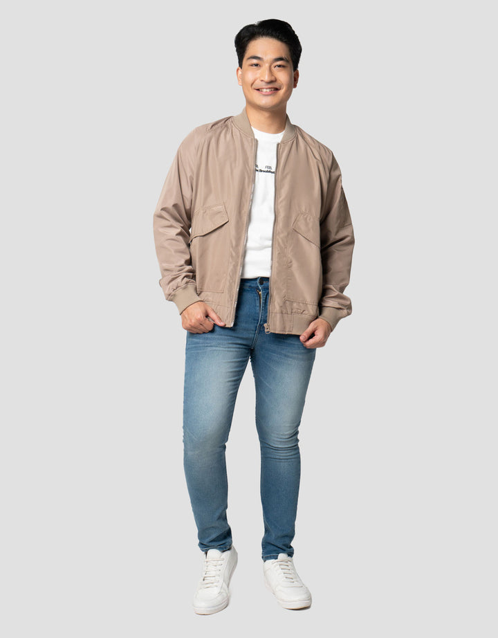 Nevada Woven Boxy Large Pockets Bomber With Zipper Jaket Pria