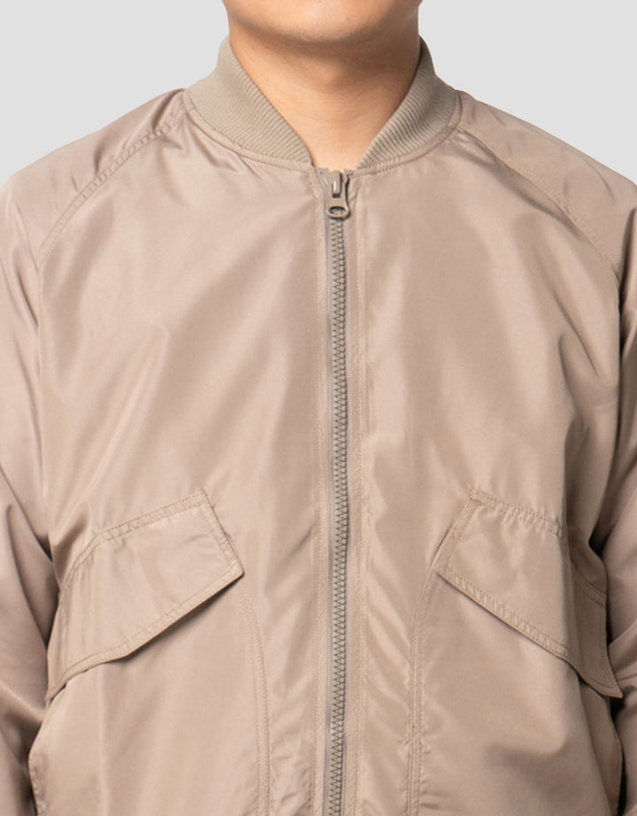 Nevada Woven Boxy Large Pockets Bomber With Zipper Jaket Pria