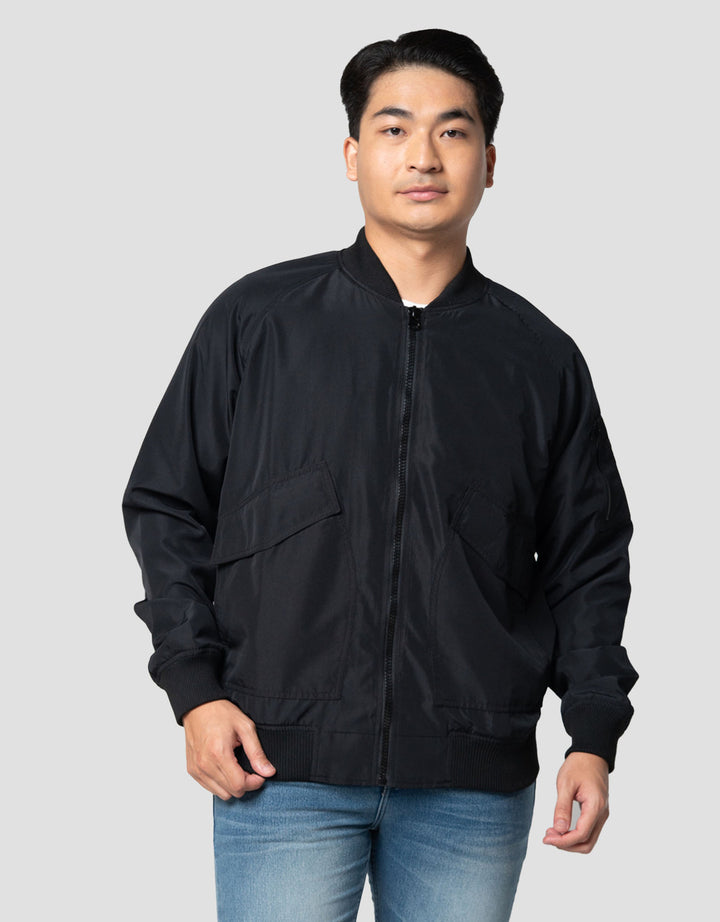 Nevada Woven Boxy Large Pockets Bomber With Zipper Jaket Pria