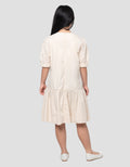 Nevada Woven Puff Sleeves Ujung Karet Midi Dress Anak Perempuan