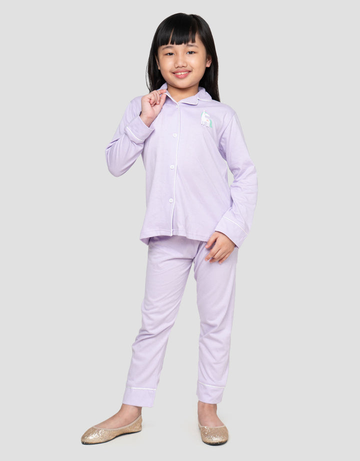 Little M Kerah Unicorn Print Setelan Piyama Anak Perempuan