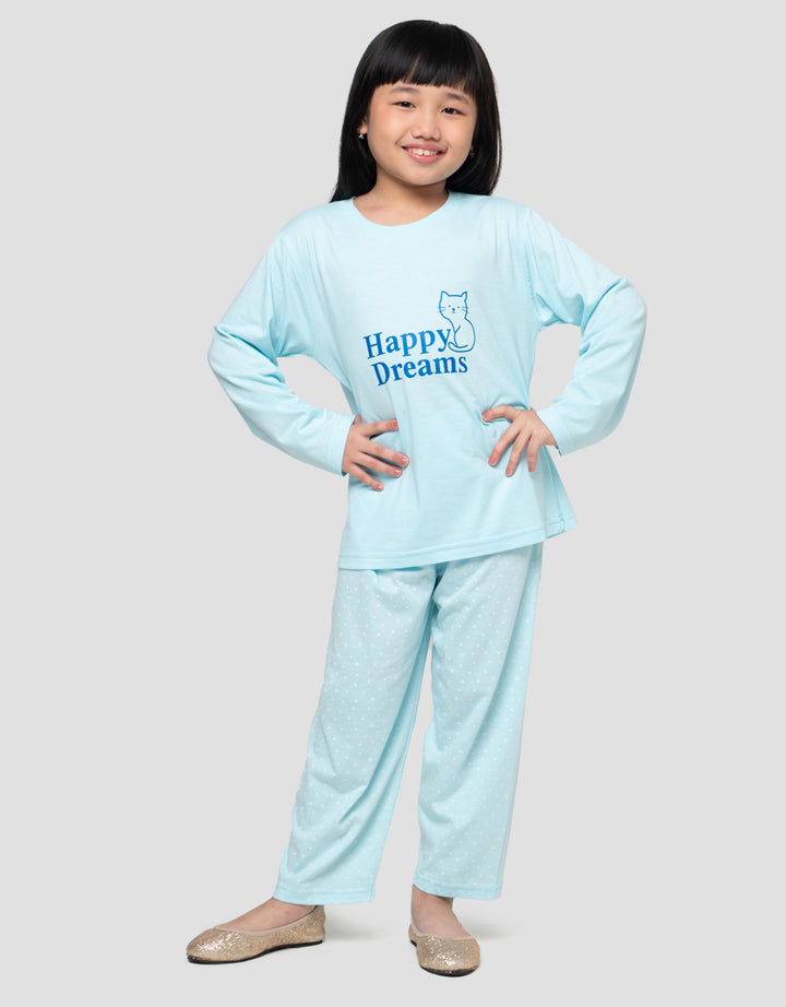 Little M Cat Happy Dreams Setelan Piyama Anak Perempuan
