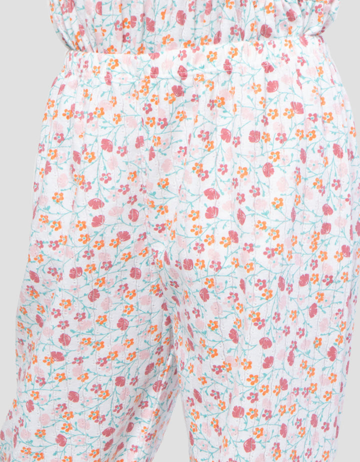 Little M Flower Rib Setelan Pakaian Tidur Anak Perempuan