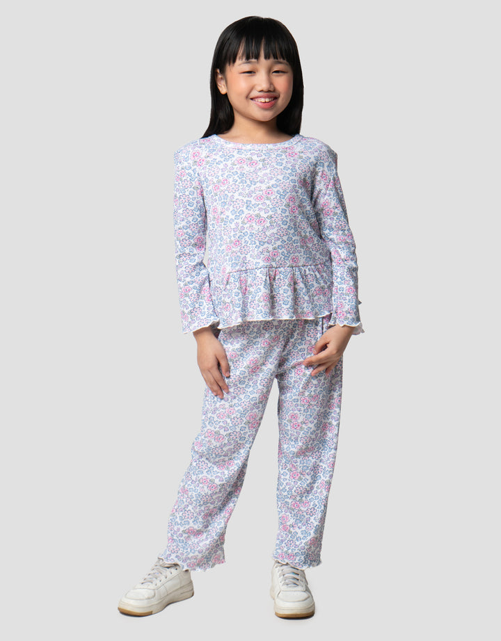 Little M Flower Drop Needle Setelan Piyama Anak Perempuan