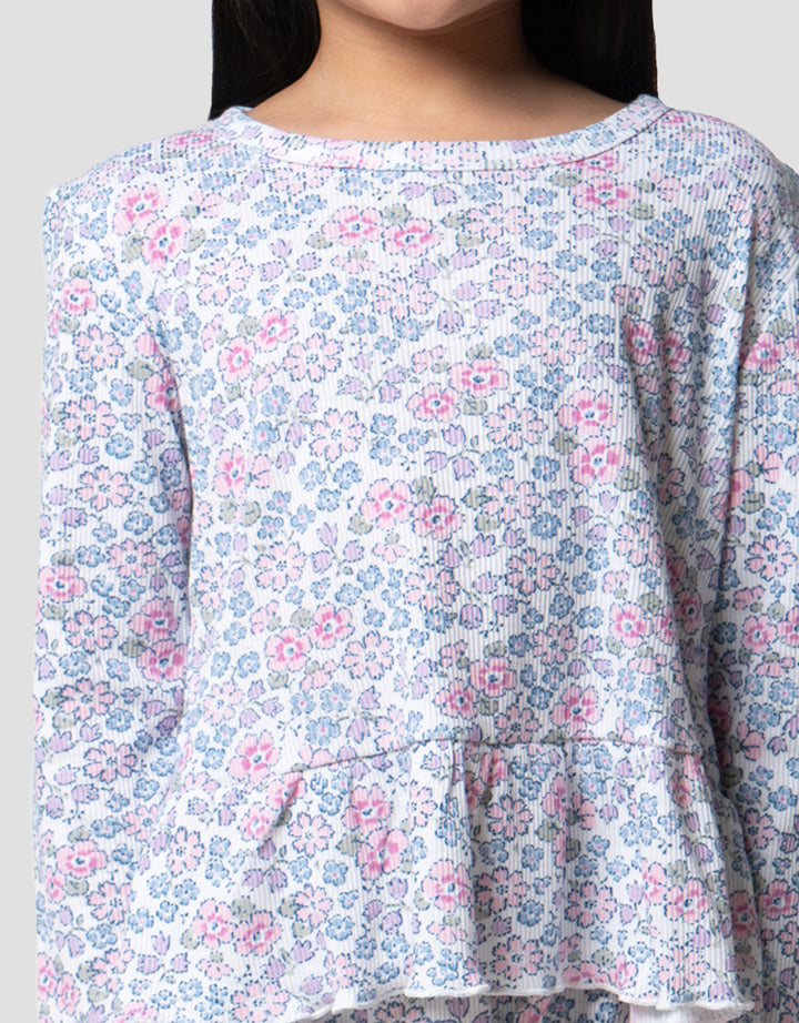 Little M Flower Drop Needle Setelan Piyama Anak Perempuan