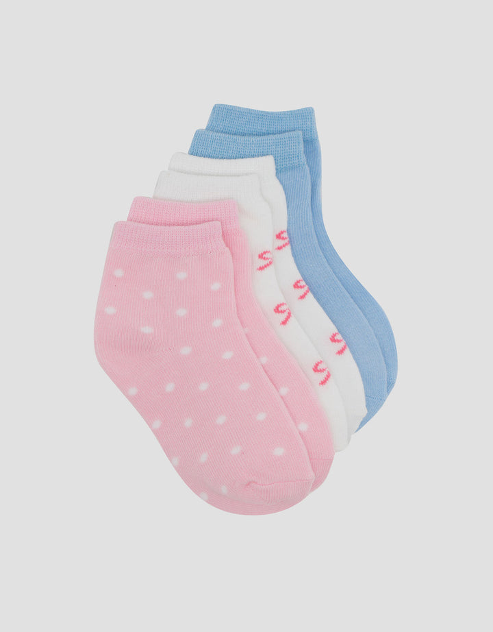 Little M Pack Of 3 Gilrs Ankle Polkapita Kaus Kaki Anak Perempuan