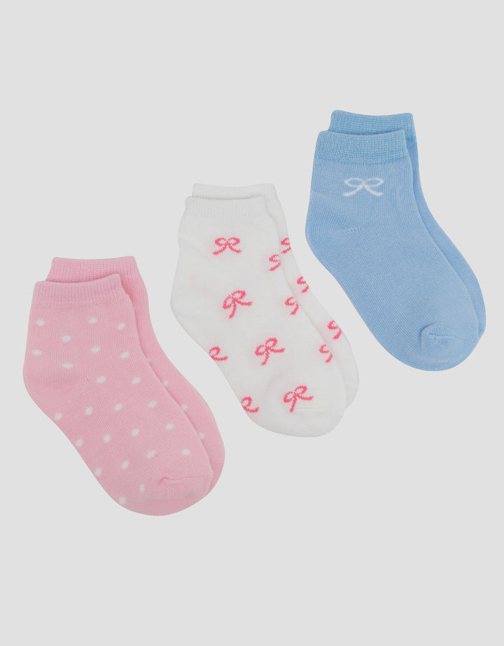 Little M Pack Of 3 Gilrs Ankle Polkapita Kaus Kaki Anak Perempuan