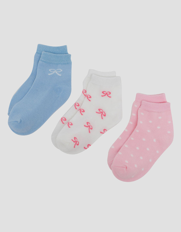 Little M Pack Of 3 Gilrs Ankle Polkapita Kaus Kaki Anak Perempuan