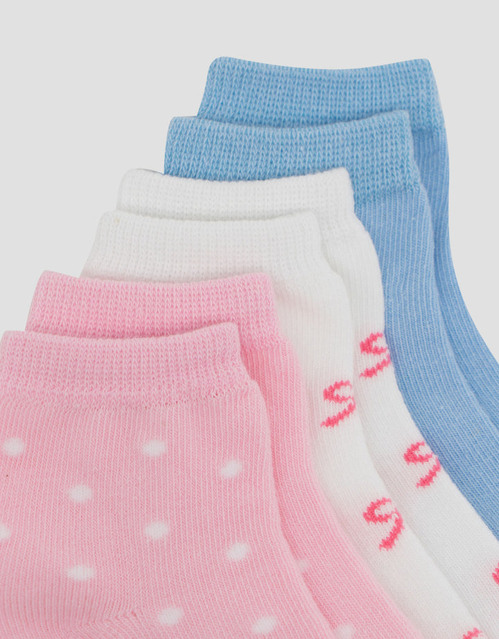 Little M Pack Of 3 Gilrs Ankle Polkapita Kaus Kaki Anak Perempuan