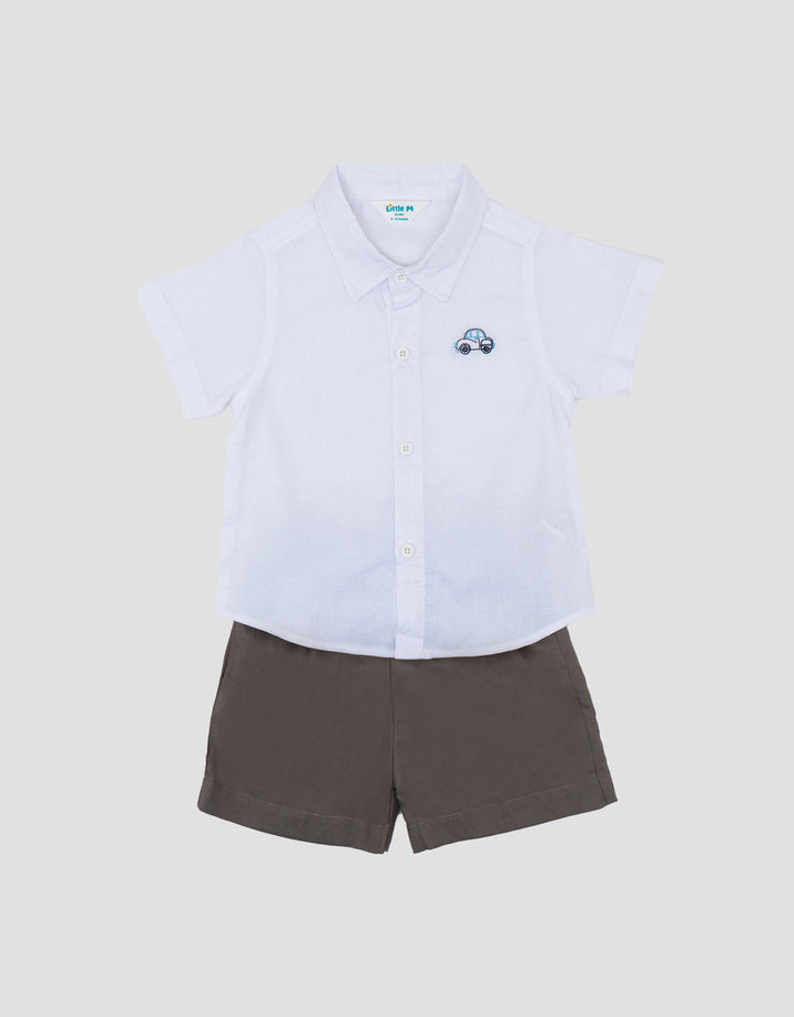 Little M Woven Embro Car Pakaian Setelan Bayi