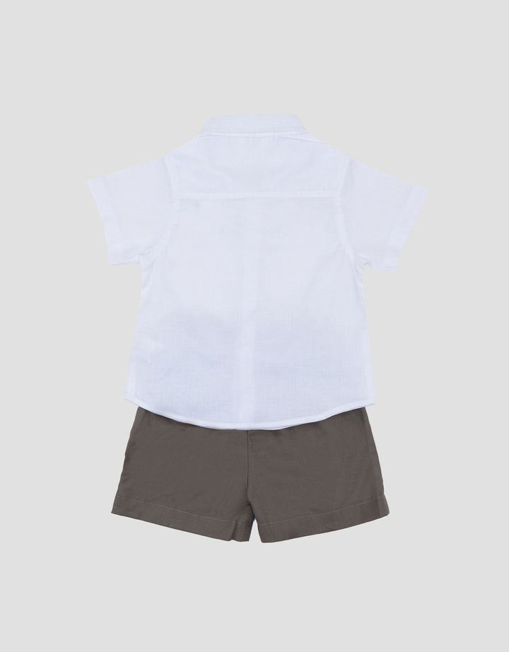 Little M Woven Embro Car Pakaian Setelan Bayi