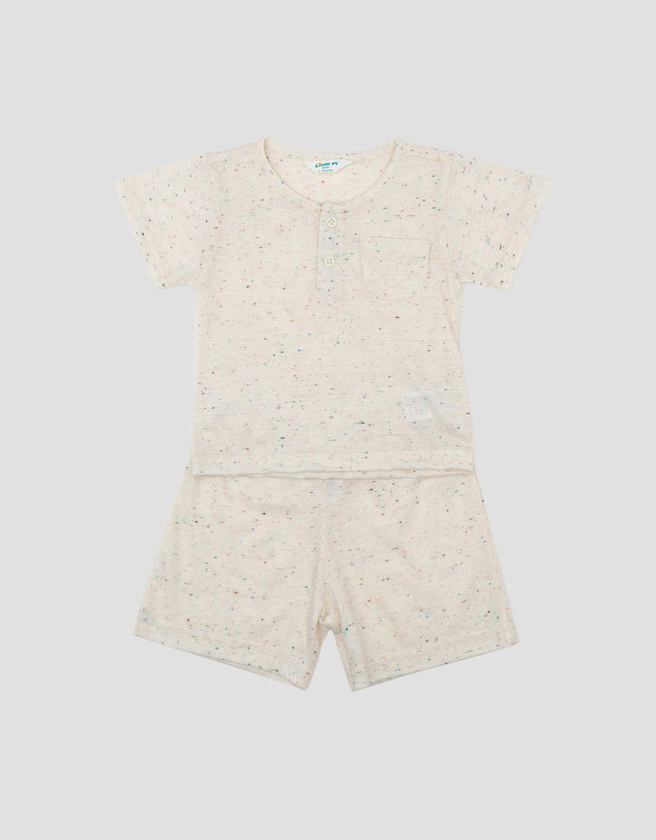 Little M Henley Texture Bintik Pakaian Setelan Bayi