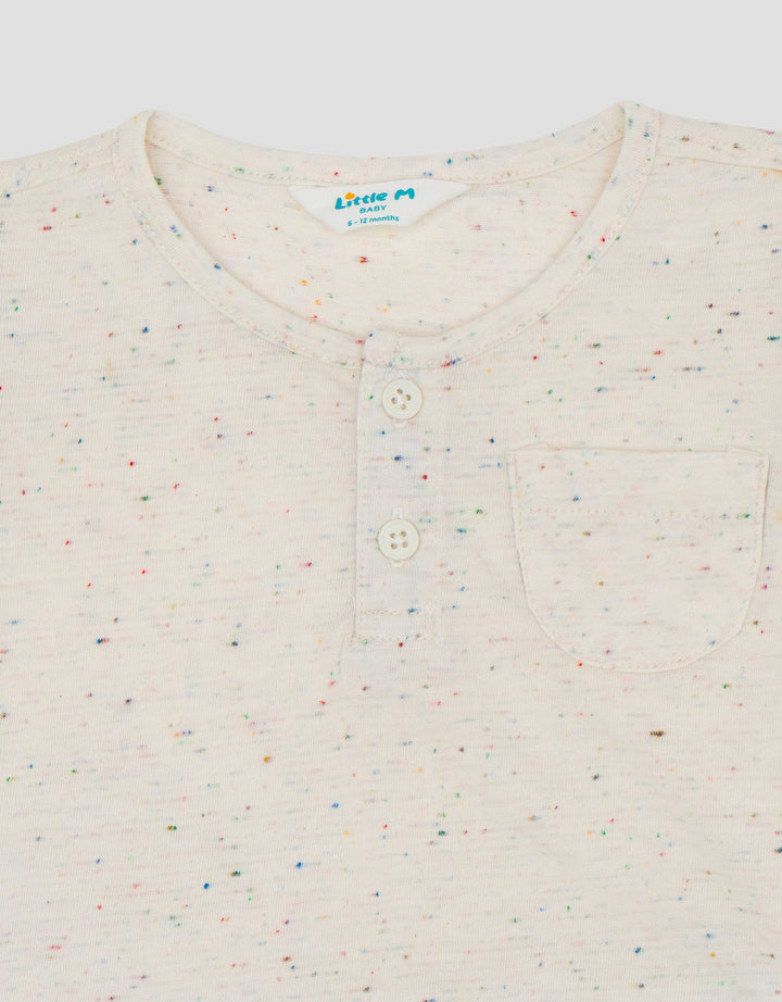 Little M Henley Texture Bintik Pakaian Setelan Bayi