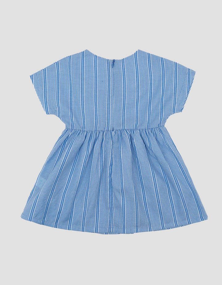 Little M Woven Textured Salur Dress Bayi