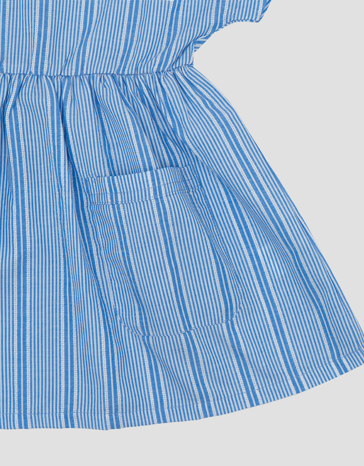 Little M Woven Textured Salur Dress Bayi
