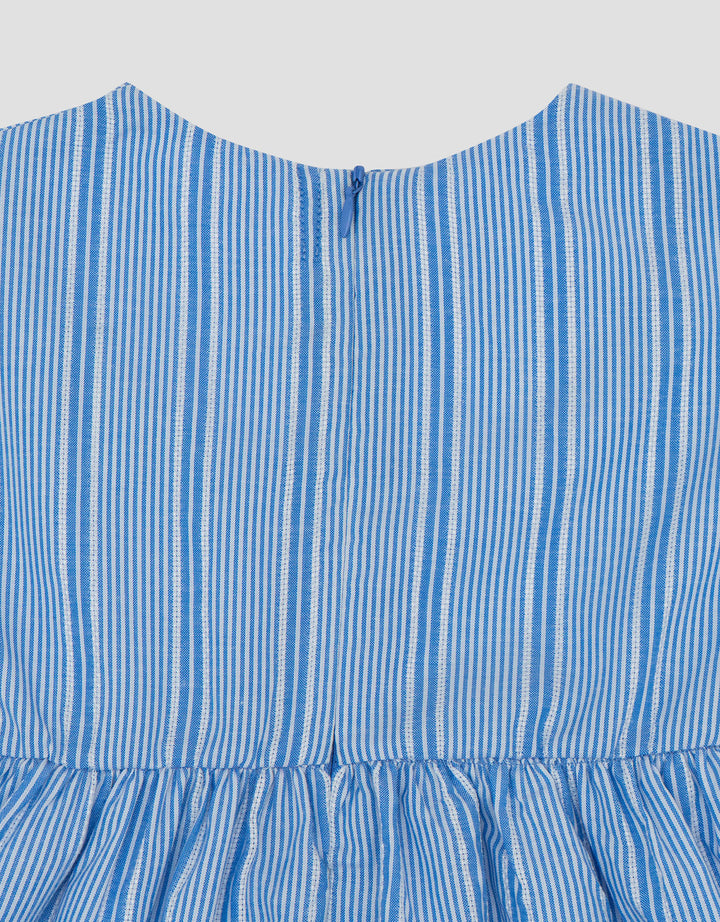 Little M Woven Textured Salur Dress Bayi