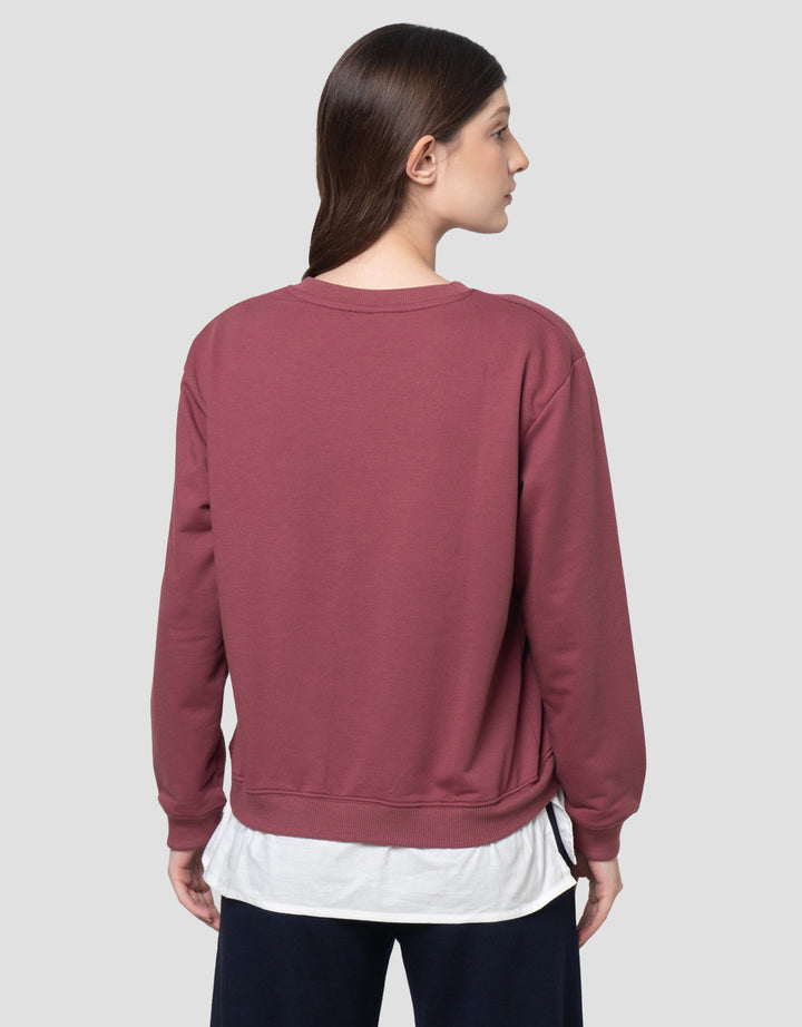 Disney With Popplin Hem Print Mickey Mouse Sweater Wanita