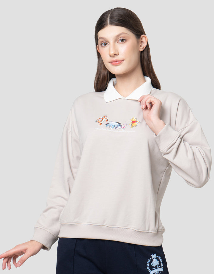 Disney Collar Reg Print Winnie The Pooh Sweater Wanita