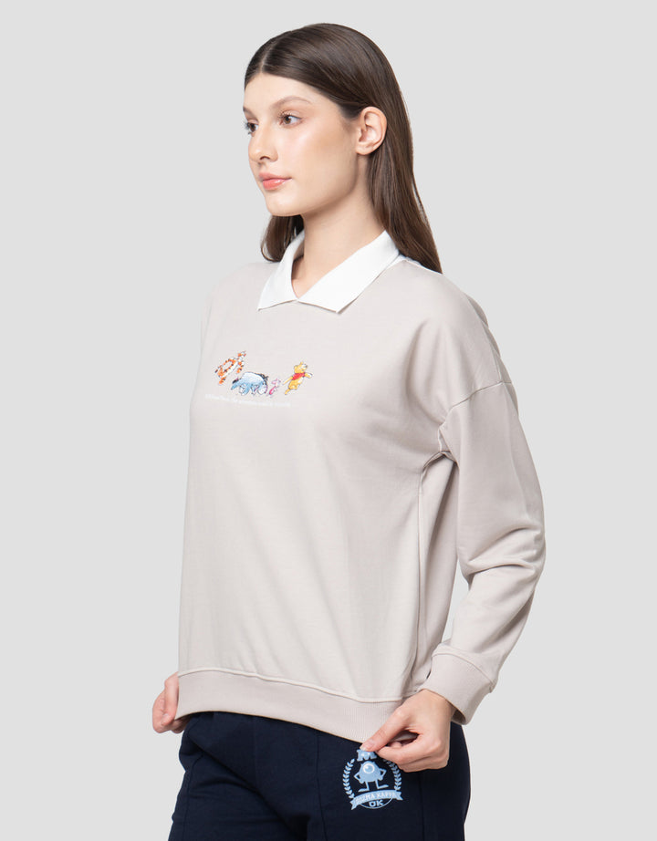 Disney Collar Reg Print Winnie The Pooh Sweater Wanita