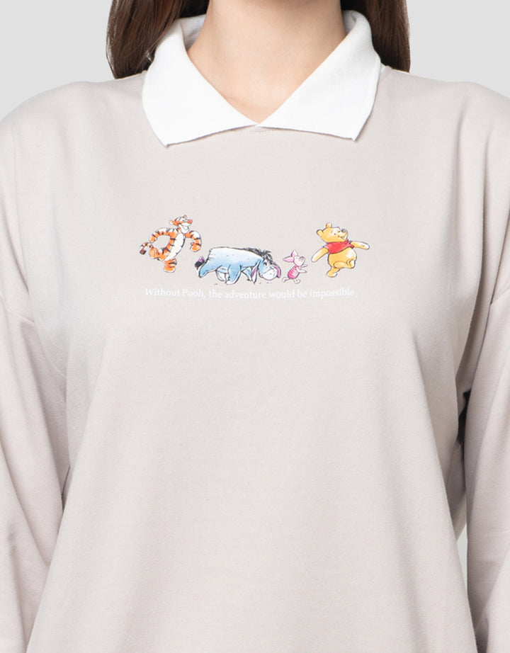 Disney Collar Reg Print Winnie The Pooh Sweater Wanita