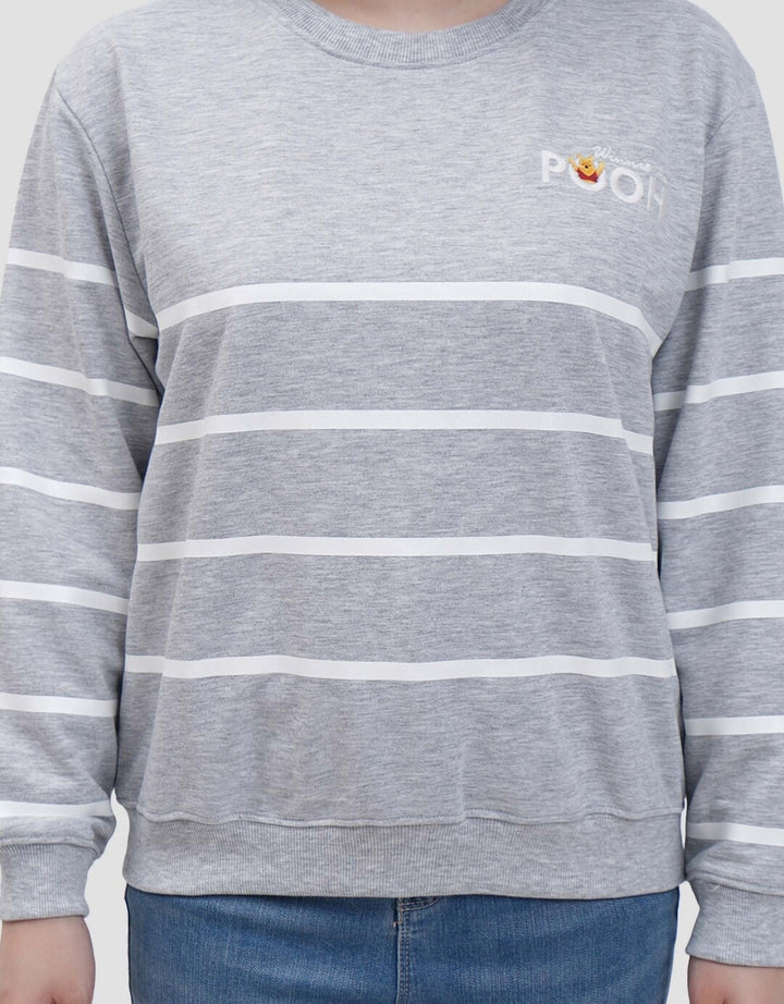 Disney Stripe Print Winnie The Pooh Sweater Wanita