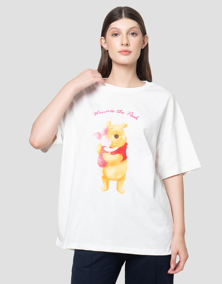 Disney Print Winnie The Pooh Kaos Oversize Wanita