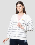 Disney Print Stripe Winnie The Pooh Jaket Cardigan Wanita