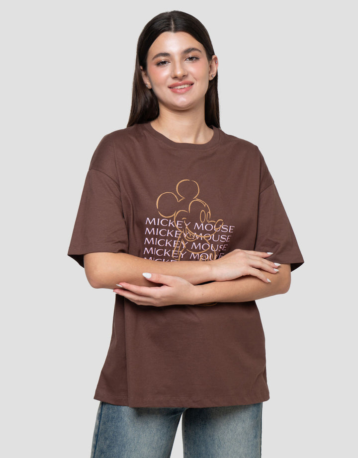 Disney Print Mickey & Friends Kaos Oversize Wanita