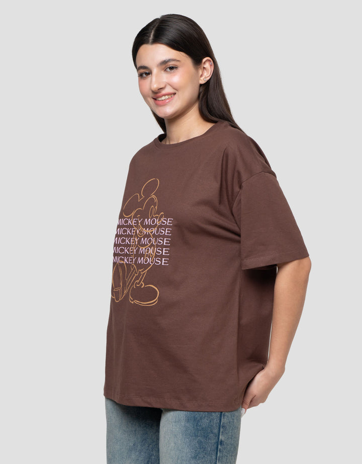 Disney Print Mickey & Friends Kaos Oversize Wanita