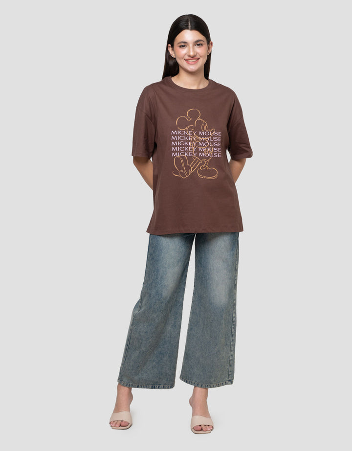 Disney Print Mickey & Friends Kaos Oversize Wanita