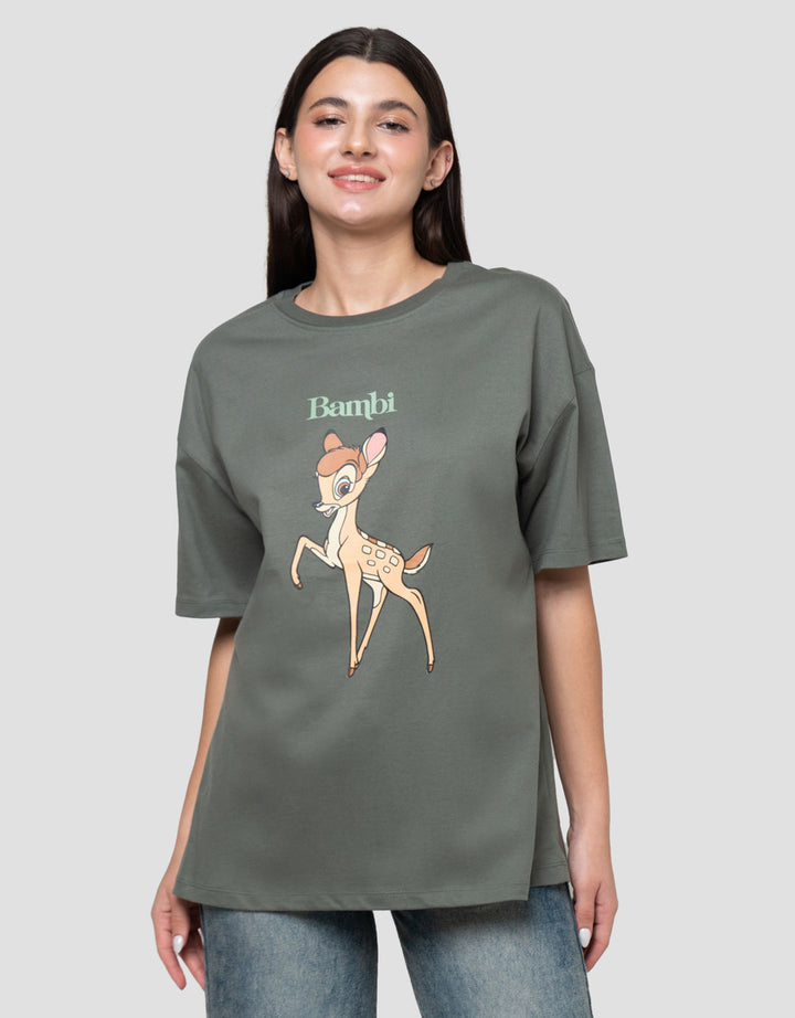 Disney Print Bambi Kaos Oversize Wanita