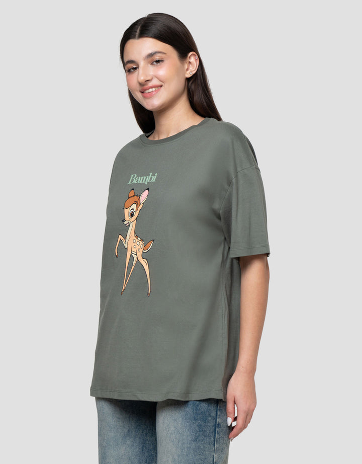 Disney Print Bambi Kaos Oversize Wanita