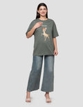 Disney Print Bambi Kaos Oversize Wanita