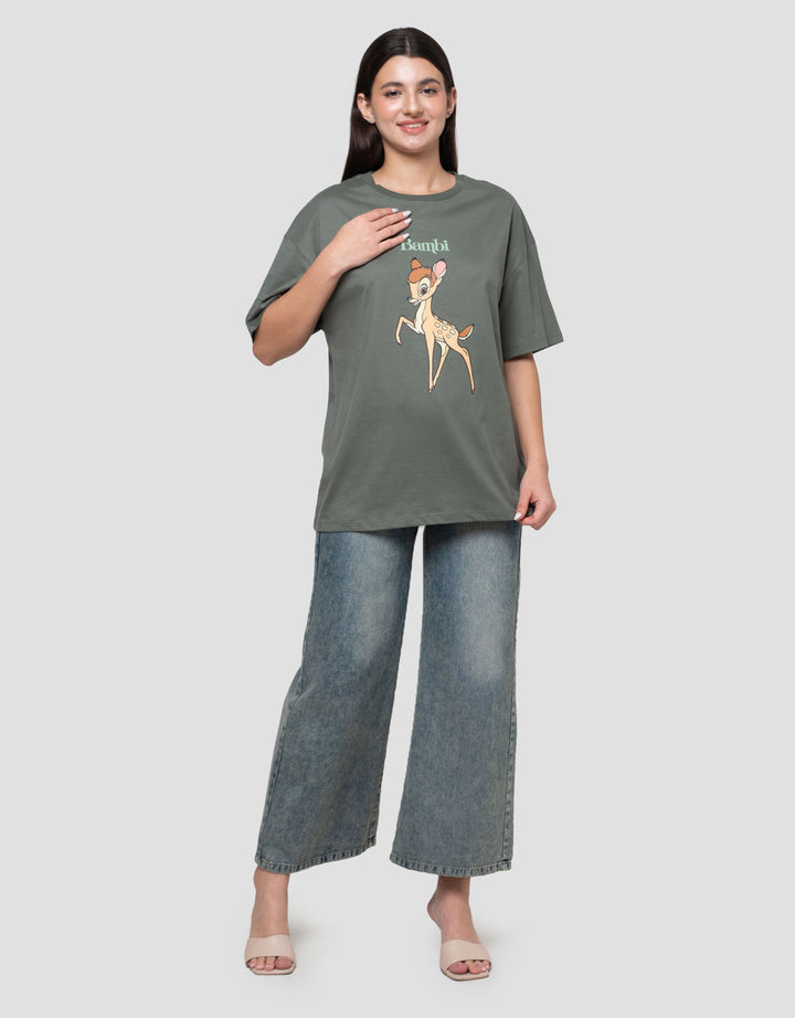 Disney Print Bambi Kaos Oversize Wanita