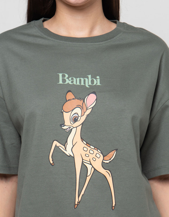 Disney Print Bambi Kaos Oversize Wanita