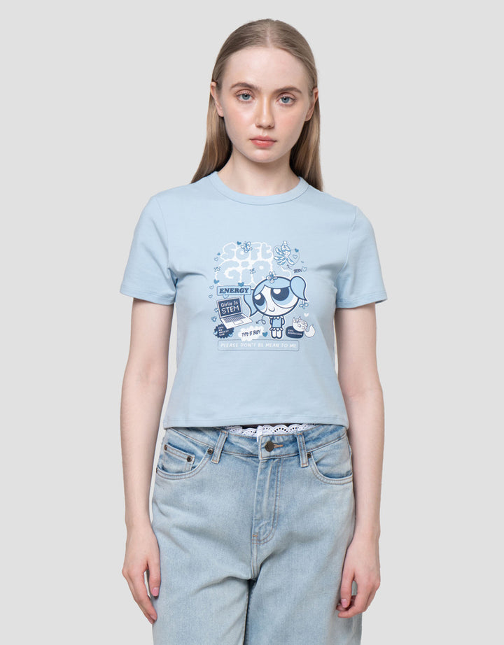 Nevada Baby Tee Spandex Print Wb Powerpuff Girls Kaos Wanita
