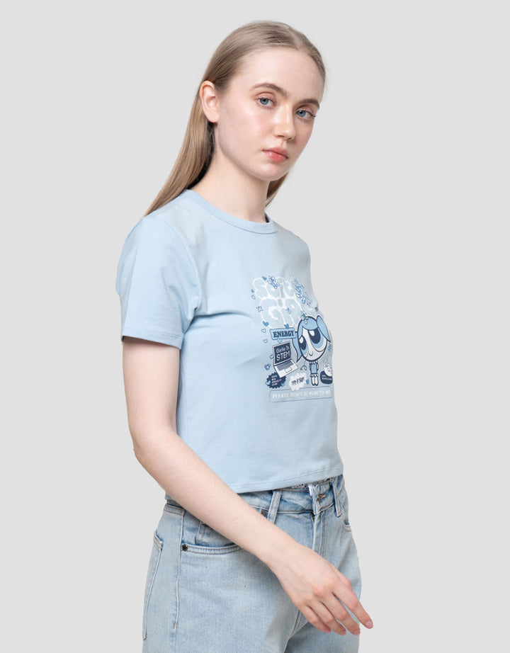 Nevada Baby Tee Spandex Print Wb Powerpuff Girls Kaos Wanita
