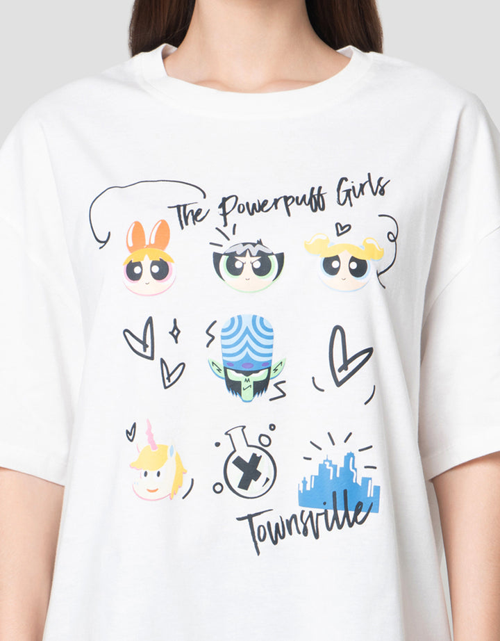 Character Print Wb Powerpuff Kaos Oversize Wanita