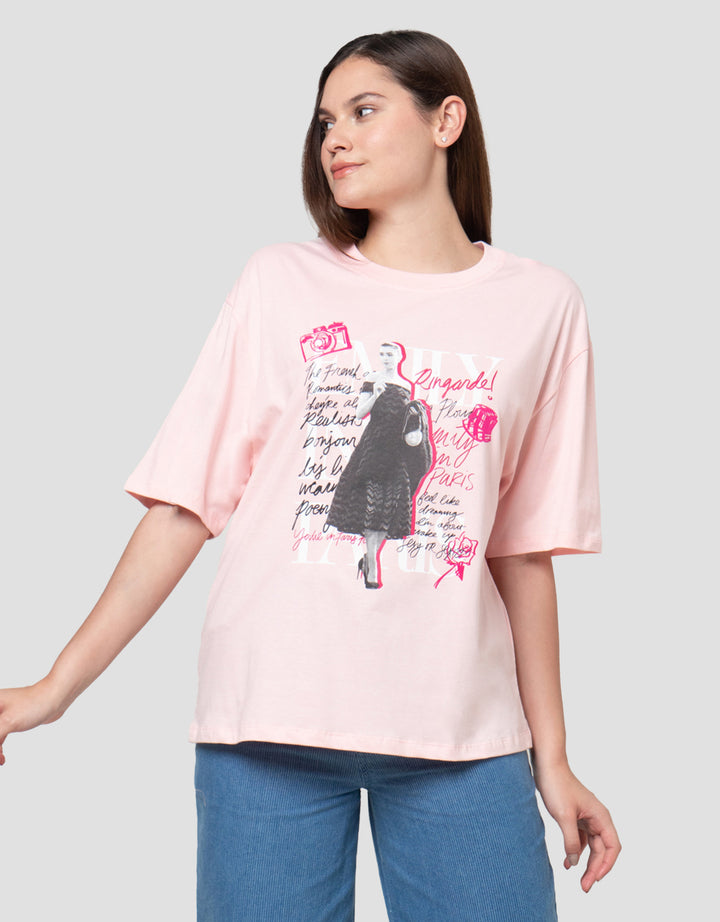 Nevada New Print Emily In Paris Kaos OversizeWanita