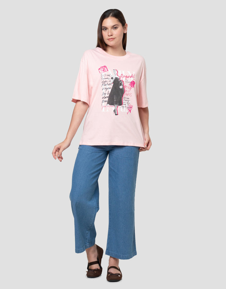 Nevada New Print Emily In Paris Kaos OversizeWanita