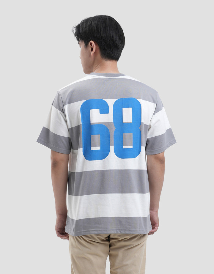 Nevada Stripe Yarndyed Back Print Number 68 Kaos Pria