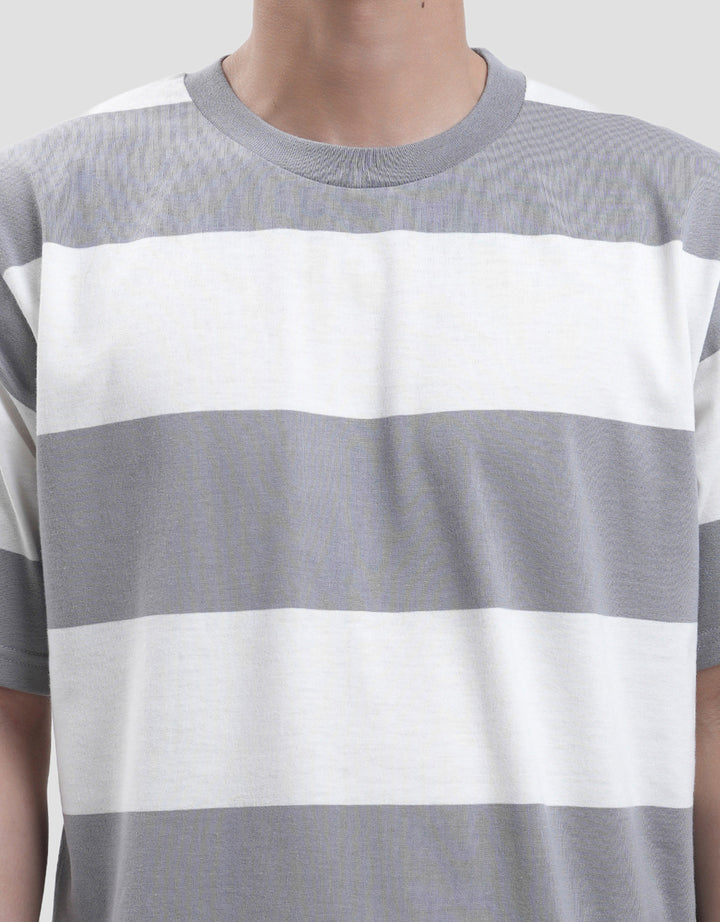 Nevada Stripe Yarndyed Back Print Number 68 Kaos Pria