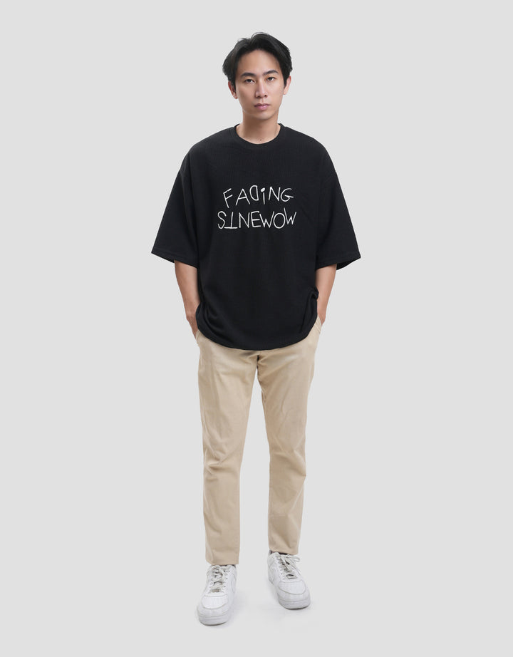 Nevada Texture Embro Wording - Style 1 Kaos Oversize Pria