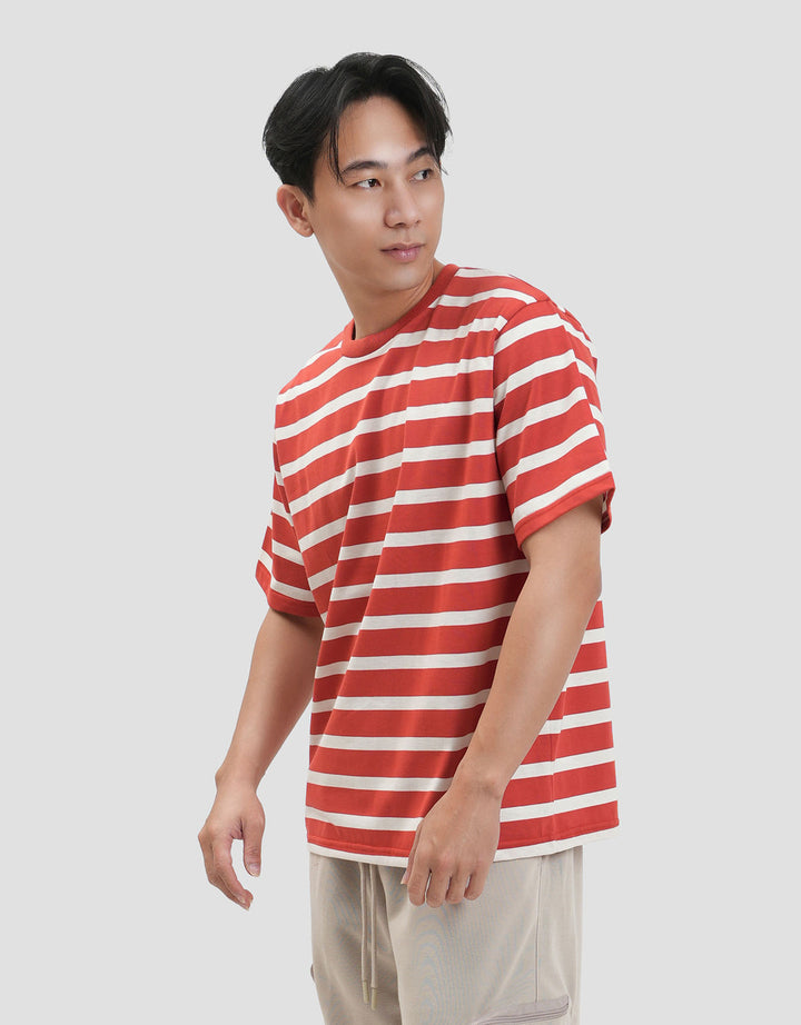 Nevada Stripe Yarndyed Q2 Kaos Pria