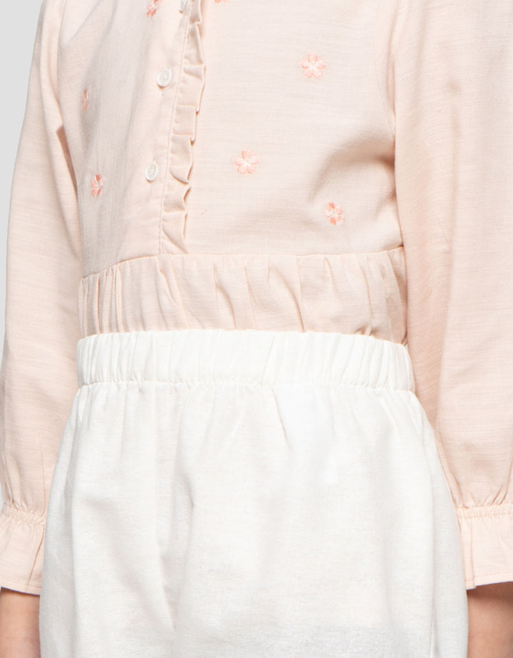 Little M Bordir Setelan Baju Muslim Anak Perempuan